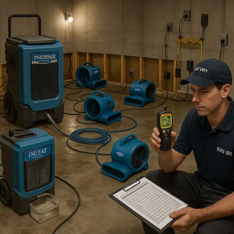 Structural Drying and Dehumidification process in Capac, MI